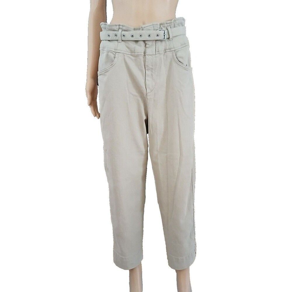 The Gap Paper Bag Waist High Rise Khaki Belted Women's 14/18 Comfy Casual Pants
